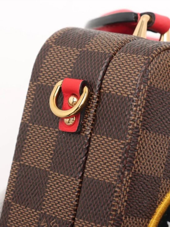 Louis Vuitton Damier Ebene LV Stories Box Patches Bag Brown x Red - Picture 10 of 10